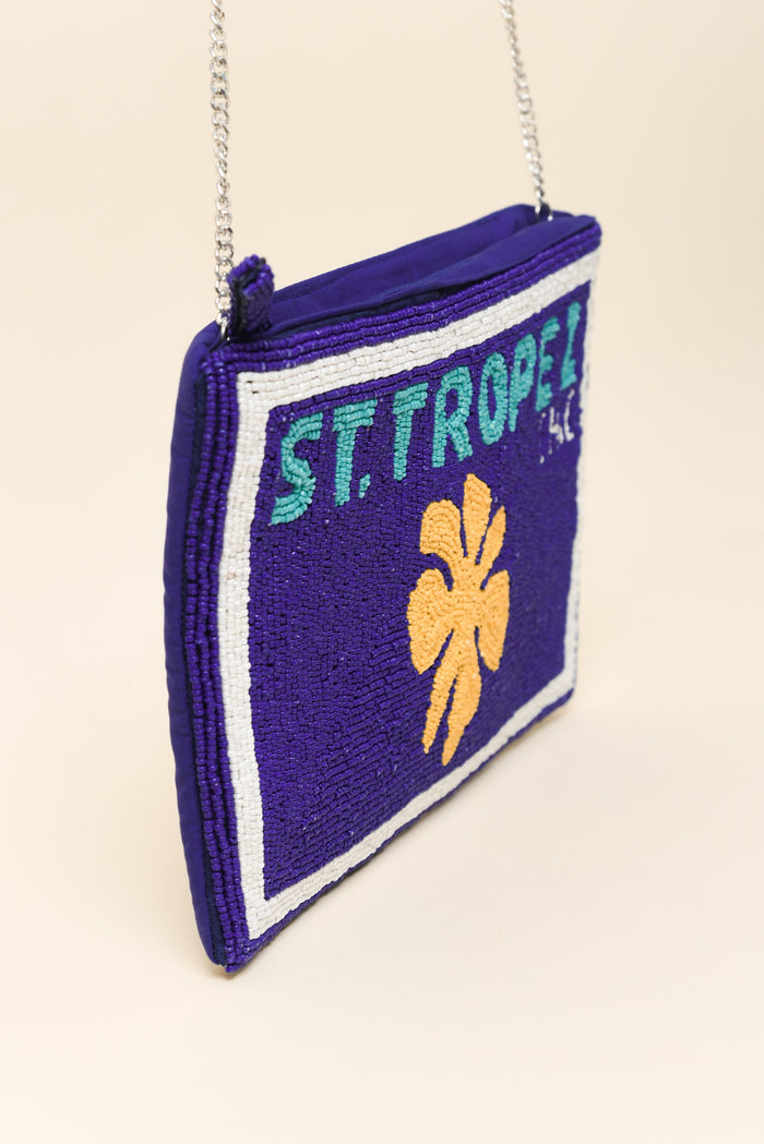 Blue St Tropez Beaded Clutch