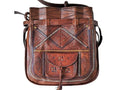 Bohemian Morocco Leather Bag - Embroidered - Caramel - Heritage Tote | Moroccan Corridor