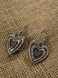 ✨ Boho Silver-Tone Layered Heart Dangle Earrings ✨