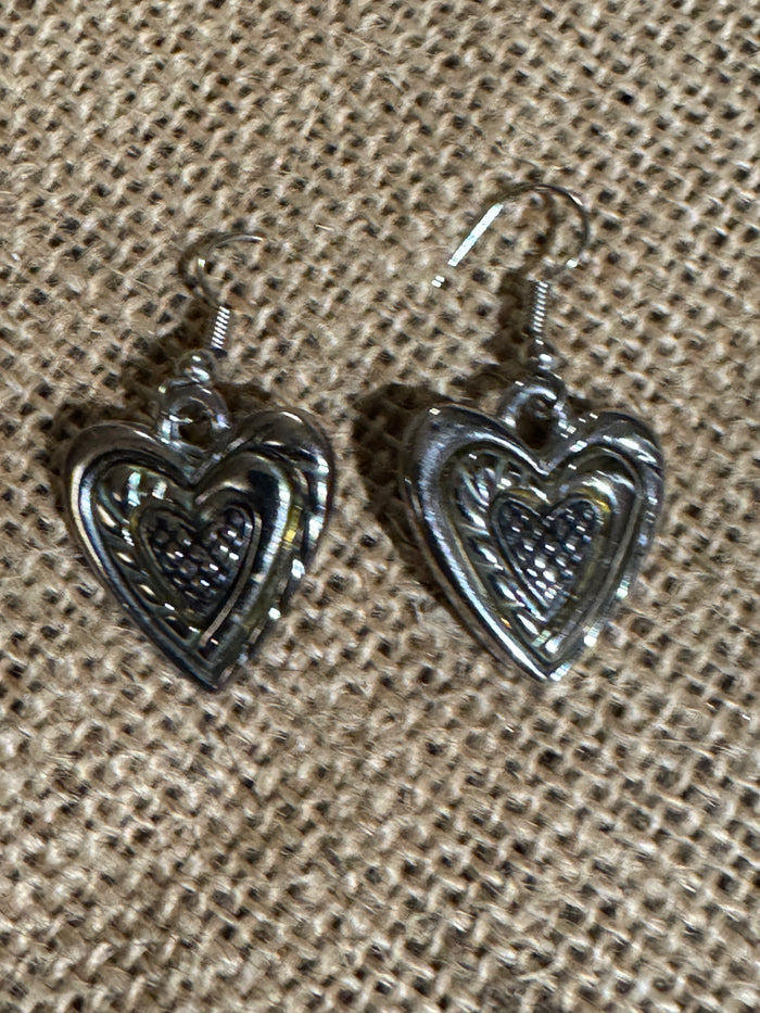 ✨ Boho Silver-Tone Layered Heart Dangle Earrings ✨