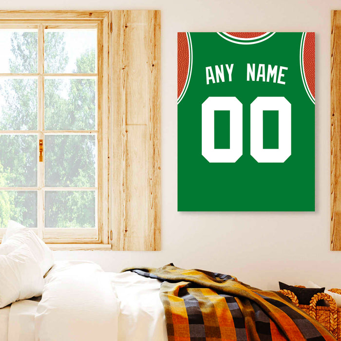 Boston Jersey Custom Canvas Print Wall Art for Boy Girl Men Women Basketball Personalized Canvas Art