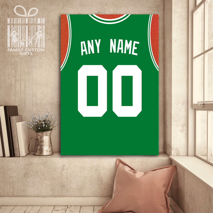 Boston Jersey Custom Canvas Print Wall Art for Boy Girl Men Women Basketball Personalized Canvas Art