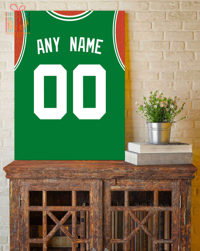 Boston Jersey Custom Canvas Print Wall Art for Boy Girl Men Women Basketball Personalized Canvas Art