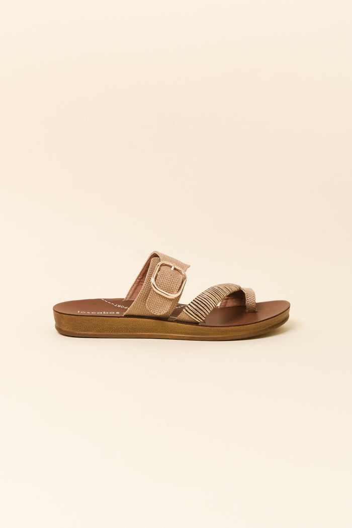 Bria Caramel Raffia Slide