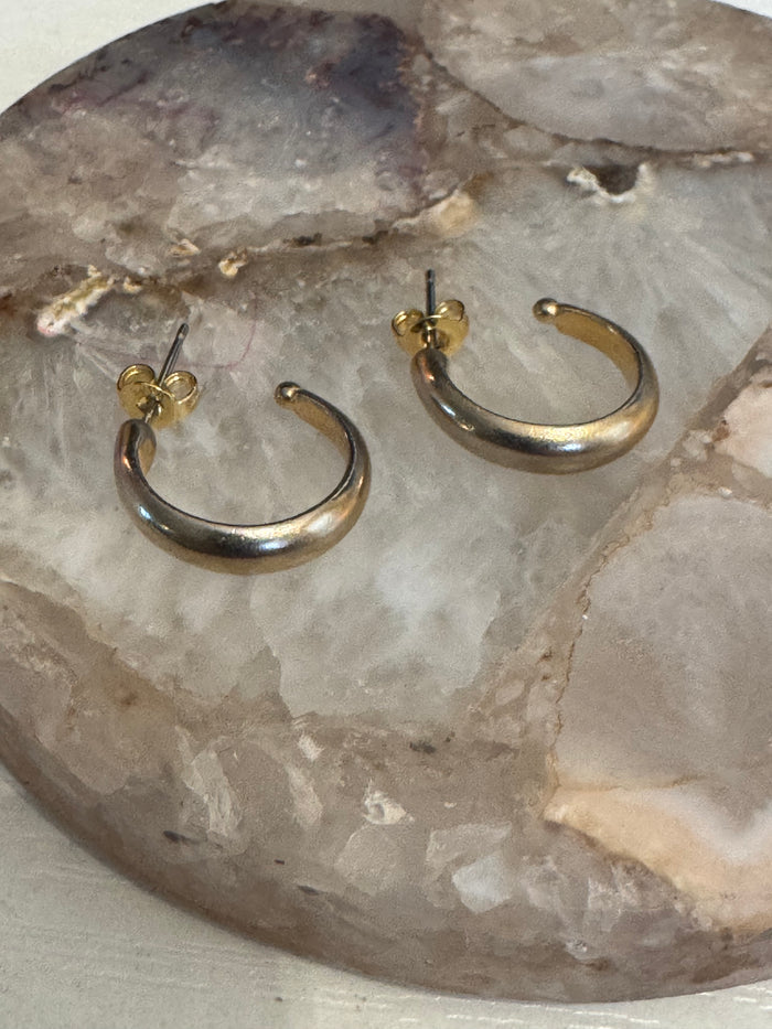 Brushed Finish Gold-tone Open Hoop Earring - 1/2 " diameter