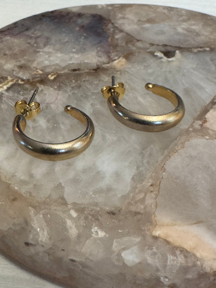 Brushed Finish Gold-tone Open Hoop Earring - 1/2 " diameter