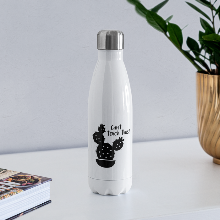 Can't Touch This! Cactus Pun Insulated Stainless Steel Water Bottle - white