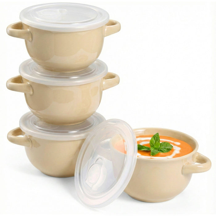 Ceramic French Soup Crocks with Handles and Vented lids (Sold Individually)