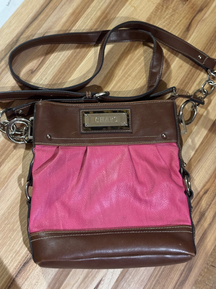 Chaps Vibrant Pink and Brown Crossbody Bag