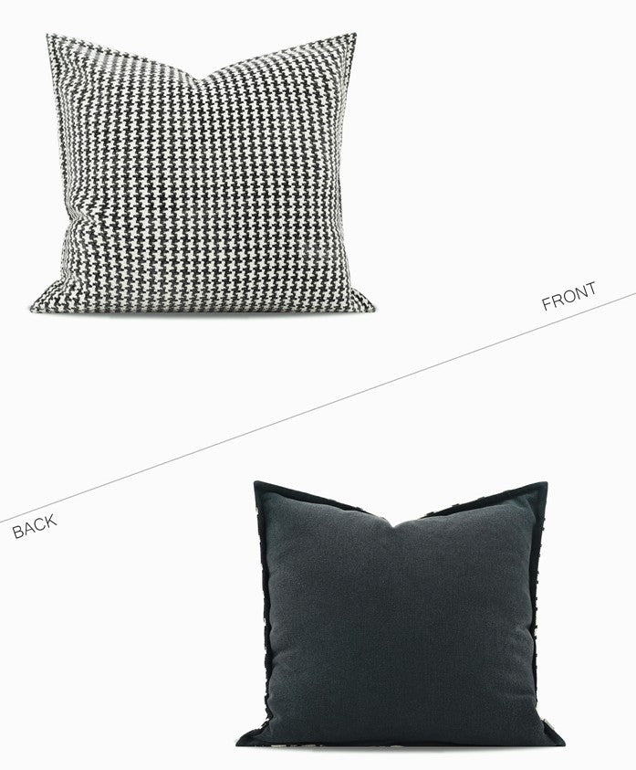 Chequer Modern Sofa Pillows, Large Black and White Decorative Throw Pillows, Contemporary Square Modern Throw Pillows for Couch, Abstract Throw Pillow for Interior Design-Paintingforhome