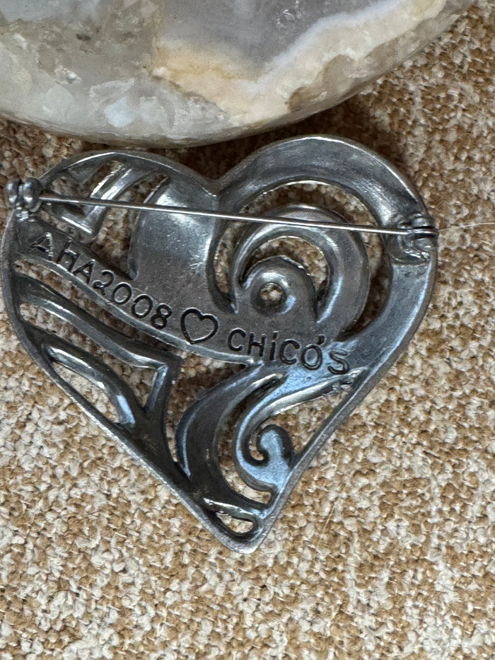Chico’s “Have a Heart” Silver Tone Rhinestone Brooch – AHA 2008 Edition