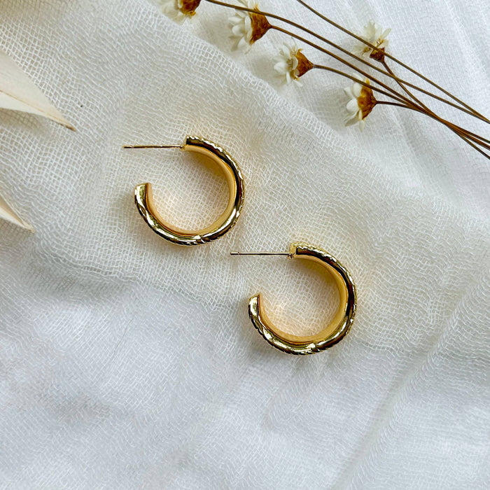 Chunky Gold Textured Hoops