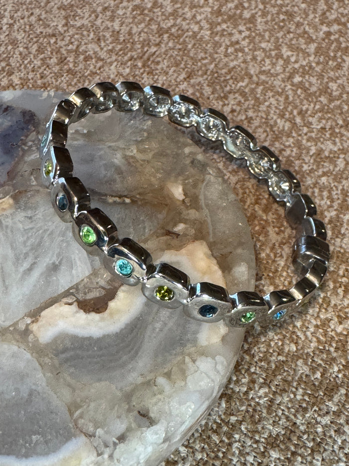 Citrus Burst-Inspired Multi-Color Crystal Bracelet – Rhodium Tone
