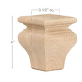 Classic Square Bun Foot, 3 1/2"sq. x 4"h Carved Bun feet White River Hardwoods
