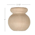 Classic Tall Round Bun Foot, 3 1/2"dia. X 4"h Carved Bun feet White River Hardwoods