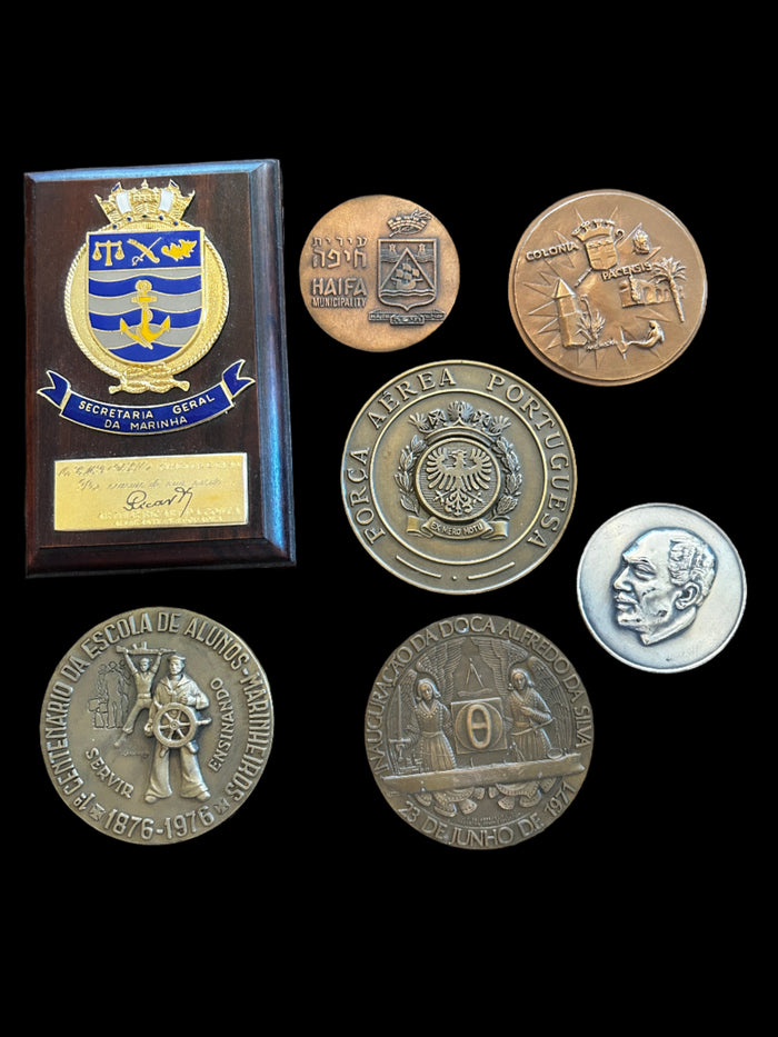 Collection of 5 Antique Naval Medallion Coins - Annapolis Maritime Antiques
