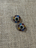 Colorful Bezel Crystal Cluster Earrings