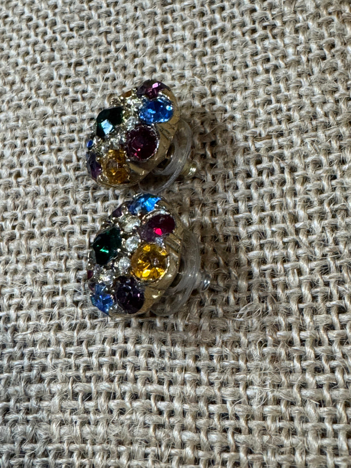 Colorful Bezel Crystal Cluster Earrings