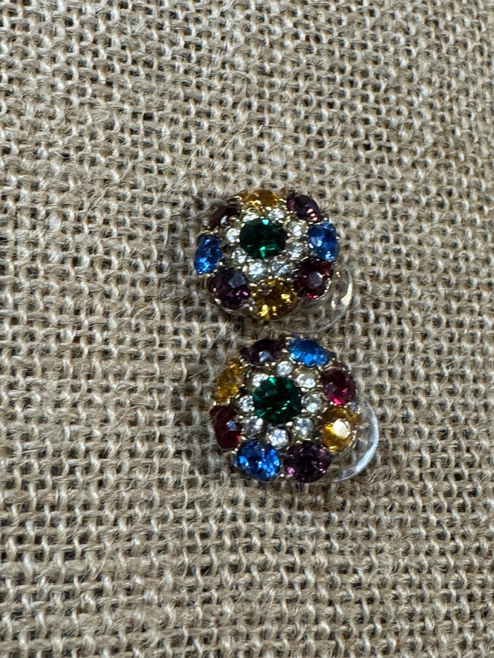 Colorful Bezel Crystal Cluster Earrings