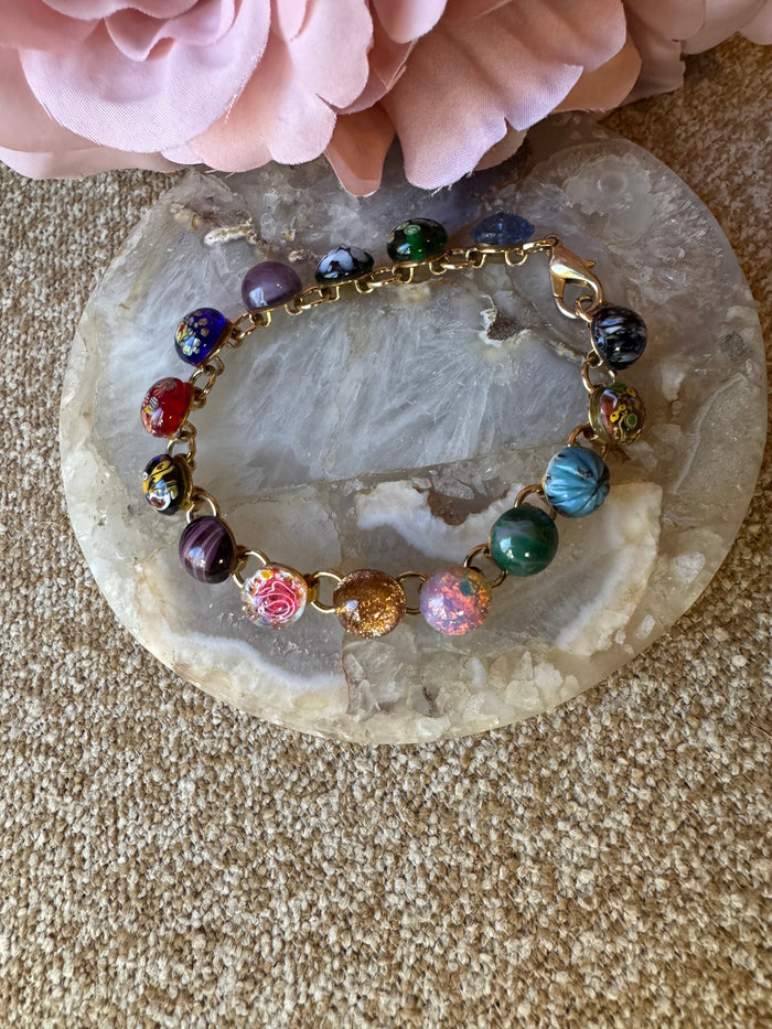 Colorful Murano-Style Glass Bead Bracelet