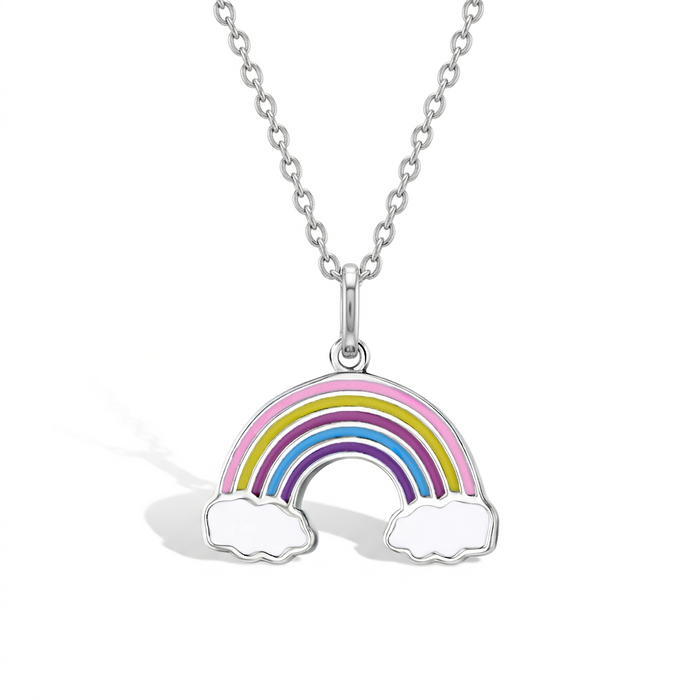 Colorful Rainbow Toddler/Kids/Girls Necklace Enamel - Sterling Silver