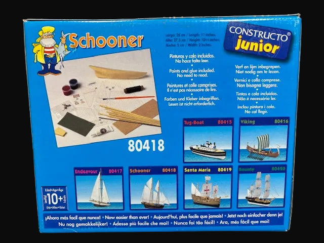 Constructo Junior Schooner Wooden Ship Model Kit – Model 80418 – Beginner Kit