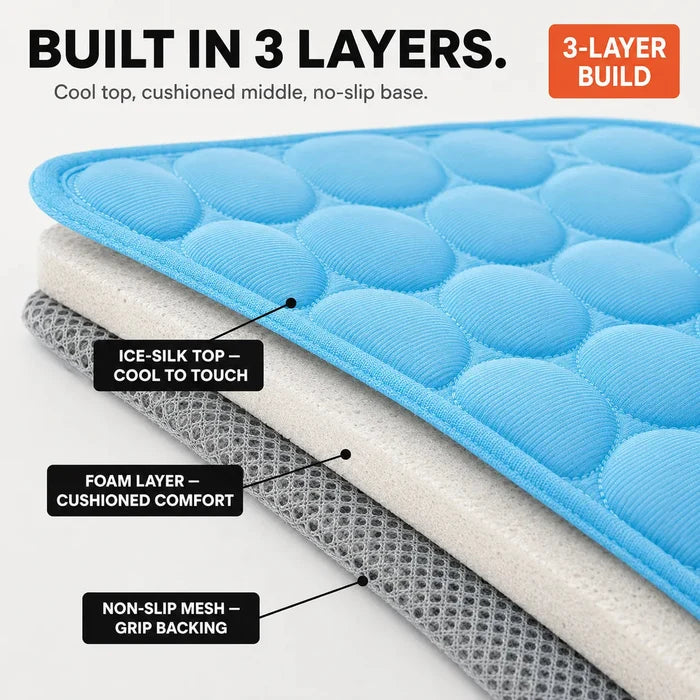 Coolo – Self-Cooling Pet Mat, Ice Silk-like Dog Cooling Pad, No-Freezer Cooling Mat for Dogs
