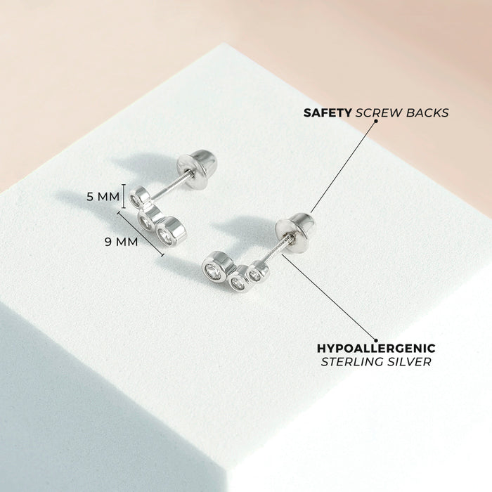 Cubic Zirconia Climber Women's Earrings - Sterling Silver