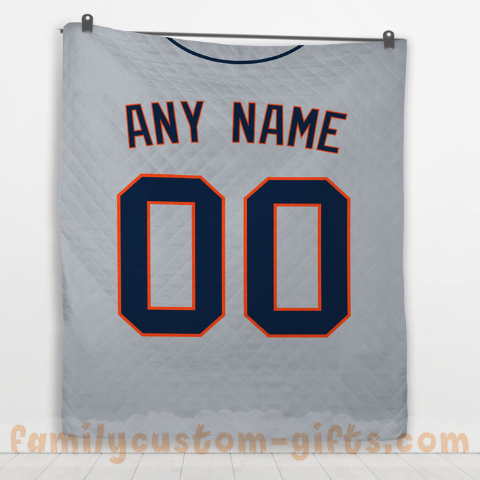 Custom Premium Quilt Blanket Detroit Jersey Baseball Personalized Quilt Gifts for Her & Him
