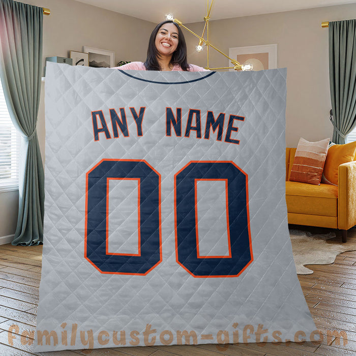 Custom Premium Quilt Blanket Detroit Jersey Baseball Personalized Quilt Gifts for Her & Him