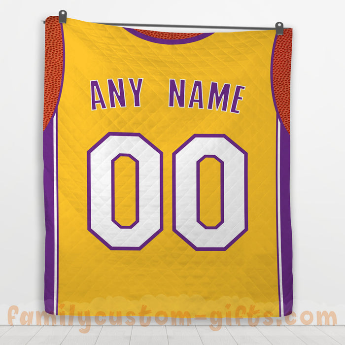 Custom Premium Quilt Blanket Los Angeles Jersey Basketball Personalized Quilt Gifts for Her & Him