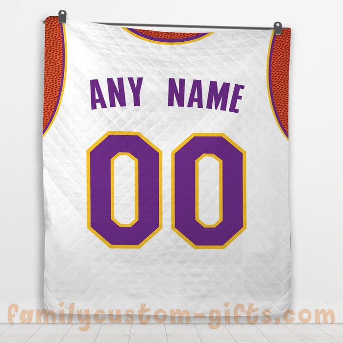 Custom Premium Quilt Blanket Los Angeles Jersey Basketball Personalized Quilt Gifts for Her & Him