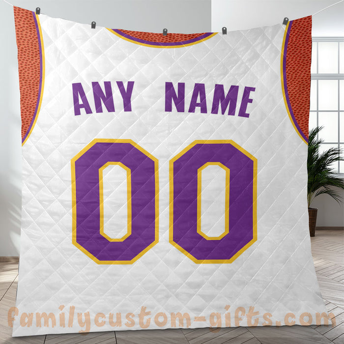 Custom Premium Quilt Blanket Los Angeles Jersey Basketball Personalized Quilt Gifts for Her & Him