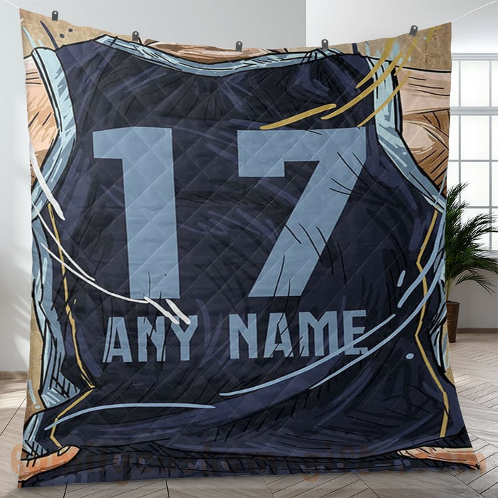 Custom Premium Quilt Blanket Memphis Jersey Basketball Personalized Quilt Gifts for Her & Him
