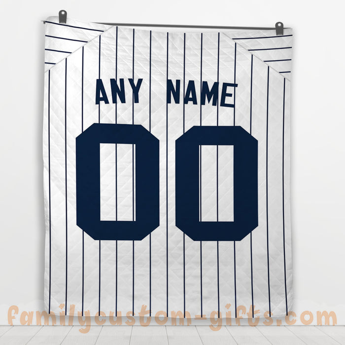 Custom Premium Quilt Blanket New York Jersey Baseball Personalized Quilt Gifts for Her & Him