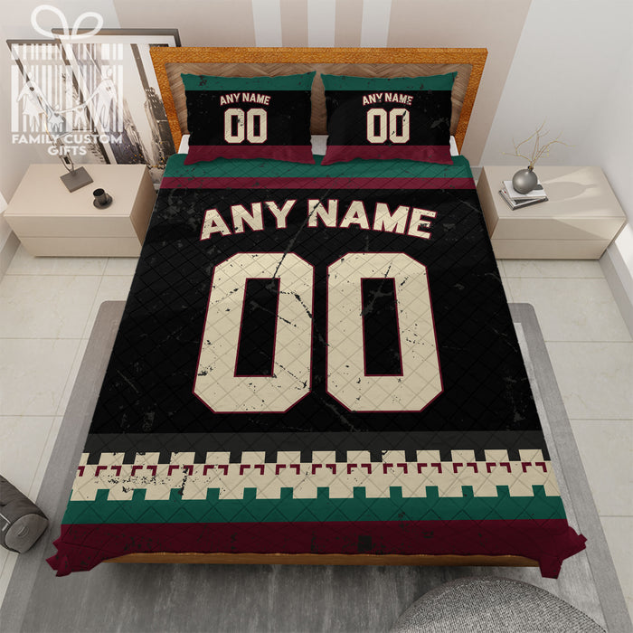 Custom Quilt Sets Arizona Jersey Personalized Ice hockey Premium Quilt Bedding for Men Women
