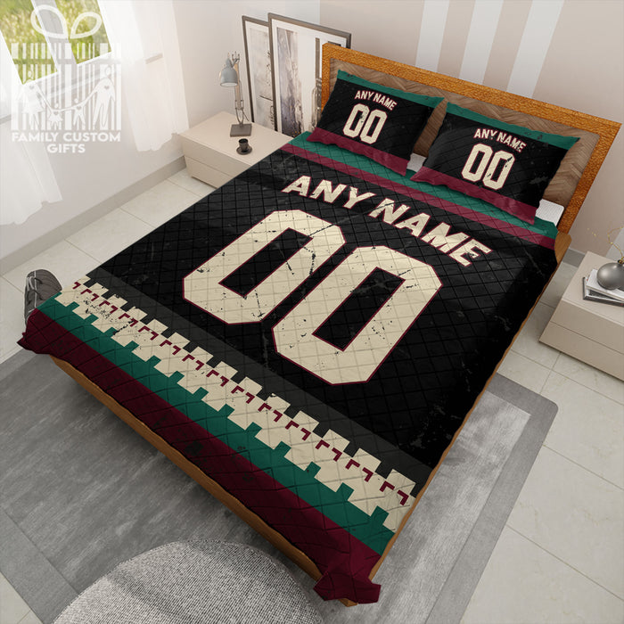Custom Quilt Sets Arizona Jersey Personalized Ice hockey Premium Quilt Bedding for Men Women