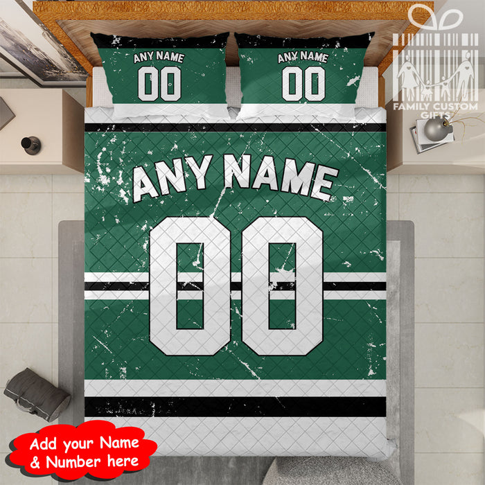 Custom Quilt Sets Dallas Jersey Personalized Ice hockey Premium Quilt Bedding for Men Women