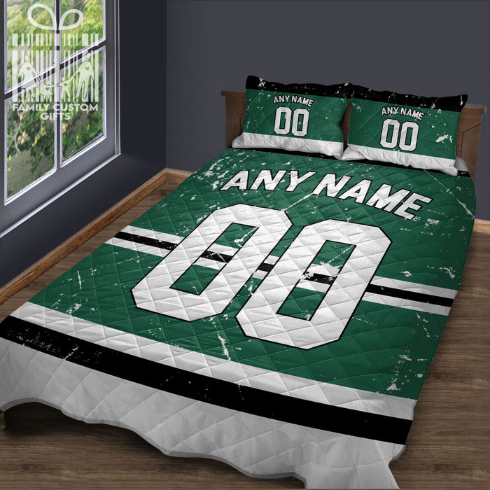 Custom Quilt Sets Dallas Jersey Personalized Ice hockey Premium Quilt Bedding for Men Women