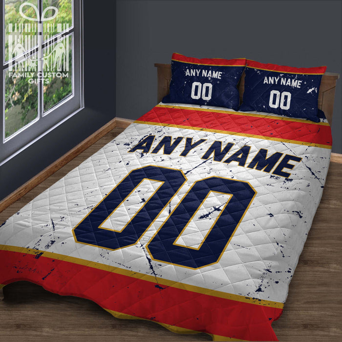 Custom Quilt Sets Florida Jersey Personalized Ice hockey Premium Quilt Bedding for Men Women