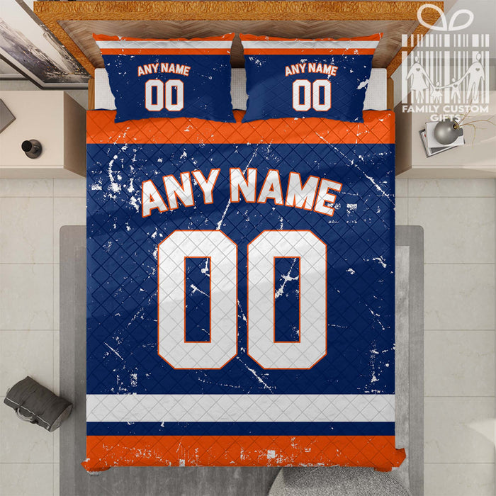 Custom Quilt Sets New York Jersey Personalized Ice hockey Premium Quilt Bedding for Men Women