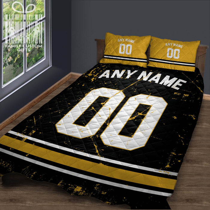 Custom Quilt Sets Pittsburgh Jersey Personalized Football Premium Quilt Bedding for Men Women