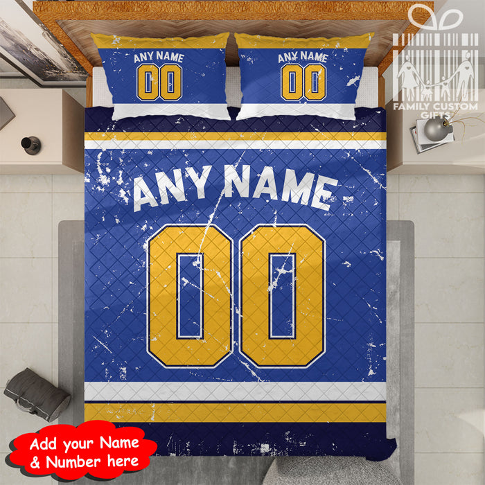 Custom Quilt Sets  St. Louis Jersey Personalized Ice hockey Premium Quilt Bedding for Men Women