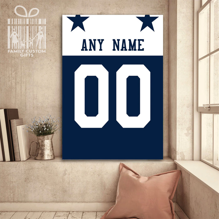 Dallas Jersey Custom Canvas Print Wall Art for Boy Girl Men Women Football Personalized Canvas Art