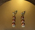 Desert Ember Beaded and Gold Tone Dangle Earrings