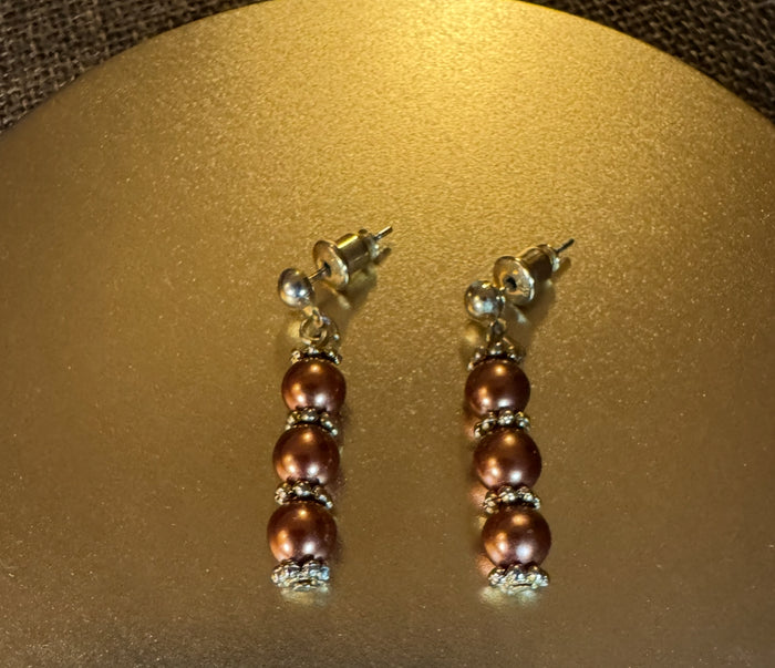 Desert Ember Beaded and Gold Tone Dangle Earrings