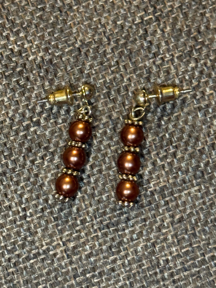 Desert Ember Beaded and Gold Tone Dangle Earrings