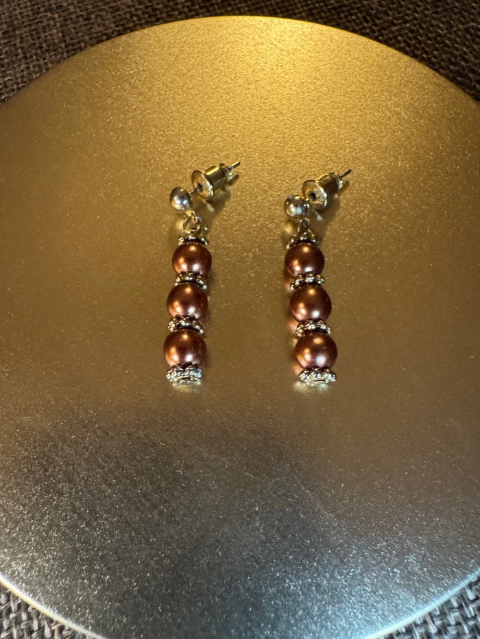 Desert Ember Beaded and Gold Tone Dangle Earrings