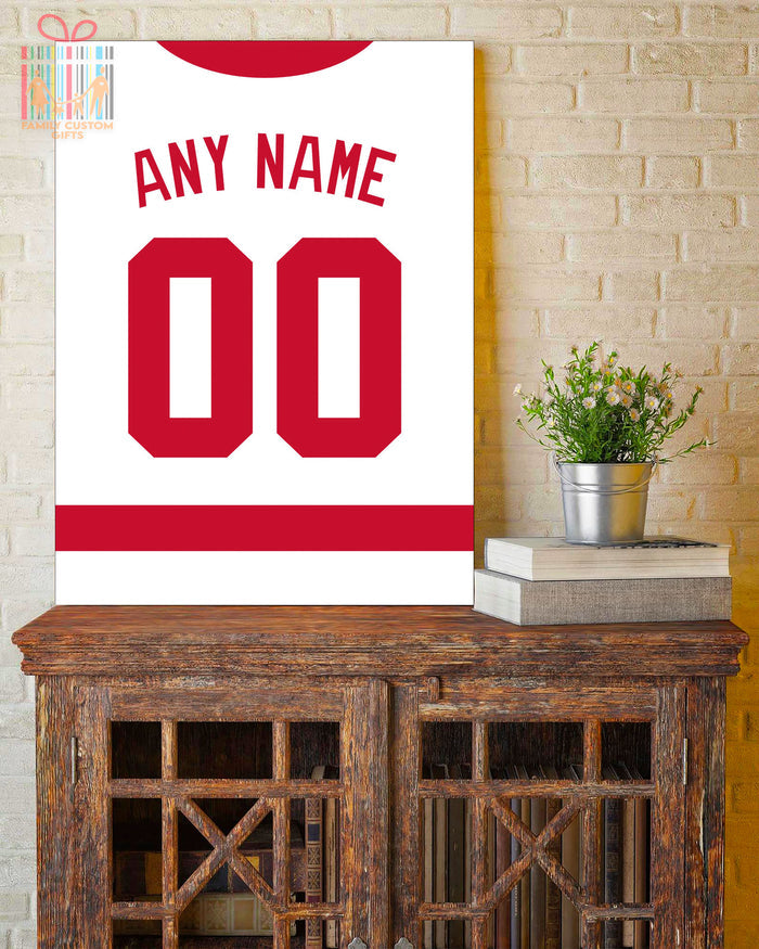 Detroit Jersey Custom Canvas Print Wall Art for Boy Girl Men Women Hockey Personalized Canvas Art