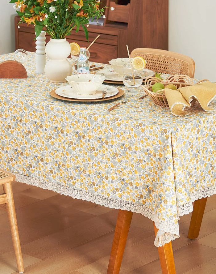 Dining Room Flower Table Cloths, Cotton Rectangular Table Covers for Kitchen, Farmhouse Table Cloth, Wedding Tablecloth, Square Tablecloth for Round Table-Paintingforhome